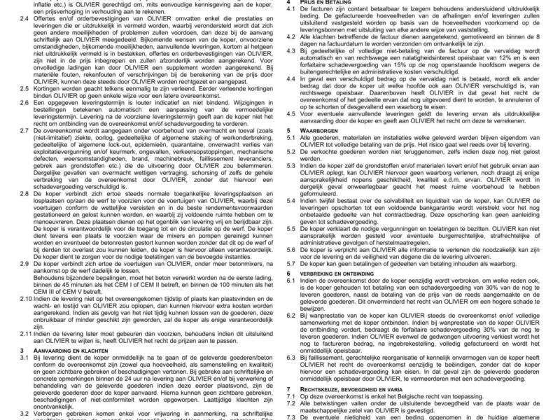 Leverings en facturatievoorwaarden OLIVIER CONSTRUCT ontwerp 29 09 2021 1